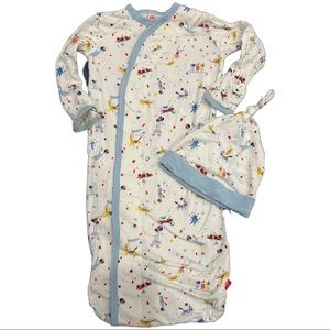 Magnetic Me Blue Carnivale Modal Sack Gown & Hat Set NB-3M